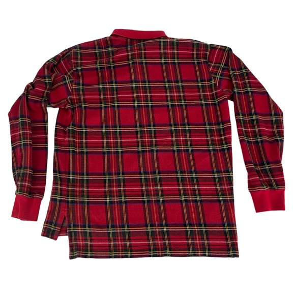 Vintage Polo By Ralph Lauren Shirt Mens Large Red Tartan Plaid Rugby 90s Polo - Picture 8 of 8